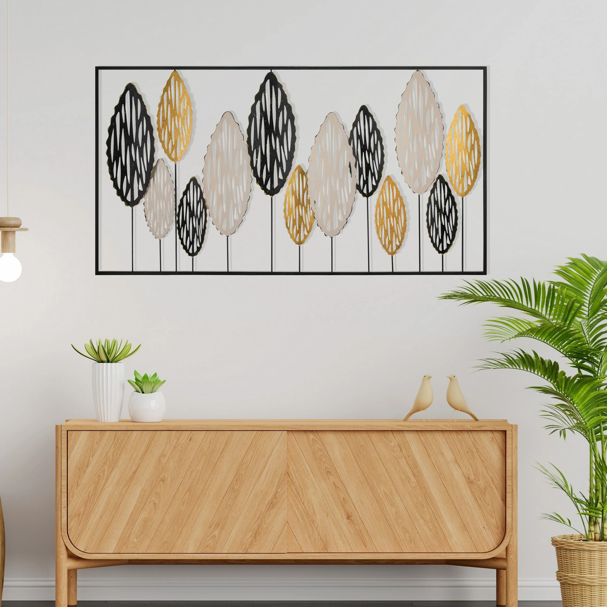 Aksesor dekorativ metalik për mur Wallity, Best - 1, shumëngjyrësh, 114x4x60cm