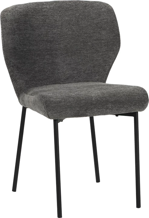 Karrige Mavier, set prej 2 copësh, stof gri, këmbë metalike të zeza, 48x61.5x82cm