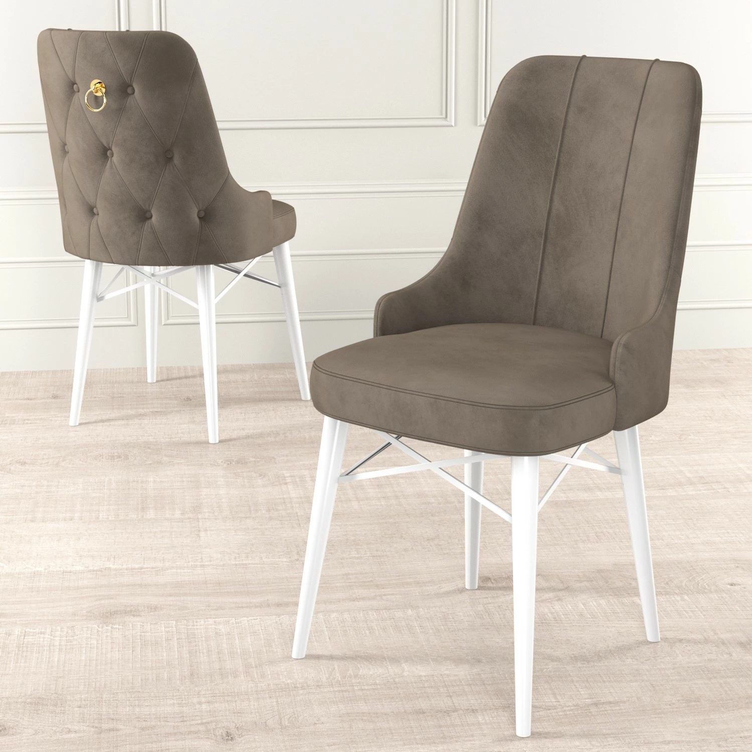 Set karrigesh (6 copë), Hanah Home, Pare, kapuçino, e bardhë