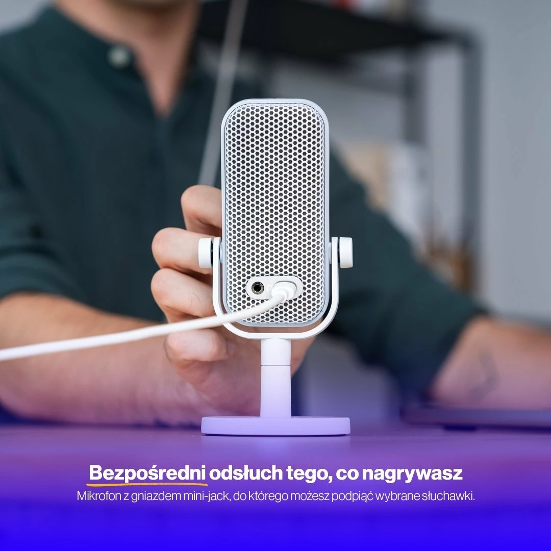 Mikrofon Endorfy Solum Voice S Onyx White (EY1B015), USB-C, kardioid, dalje 3.5 mm, i bardhë