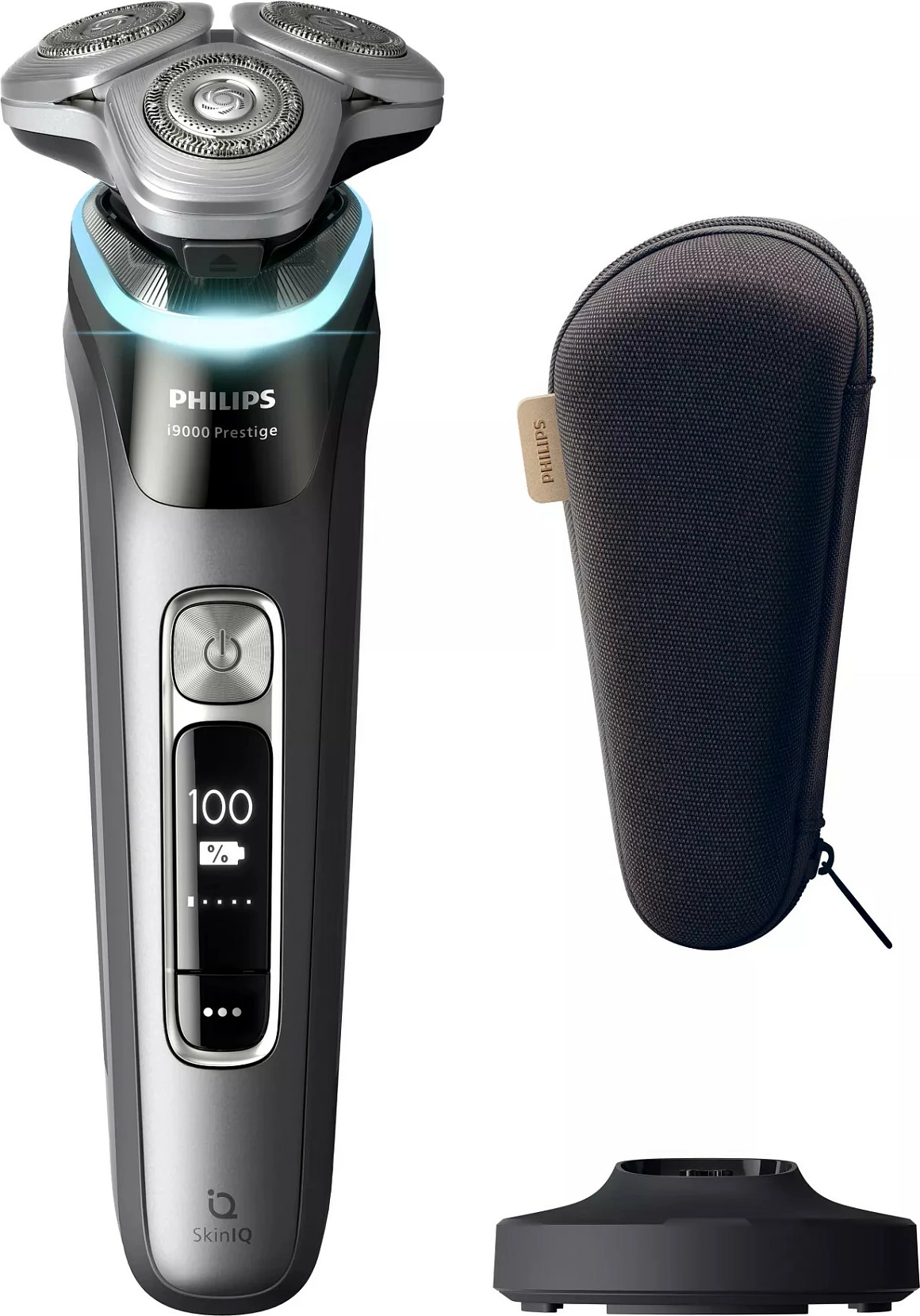 Makinë rroje Philips Shaver Series i9000 Prestige SkinIQ XP9202/10, rrotulluese, me ekran, me çantë udhëtimi, e zezë/gri