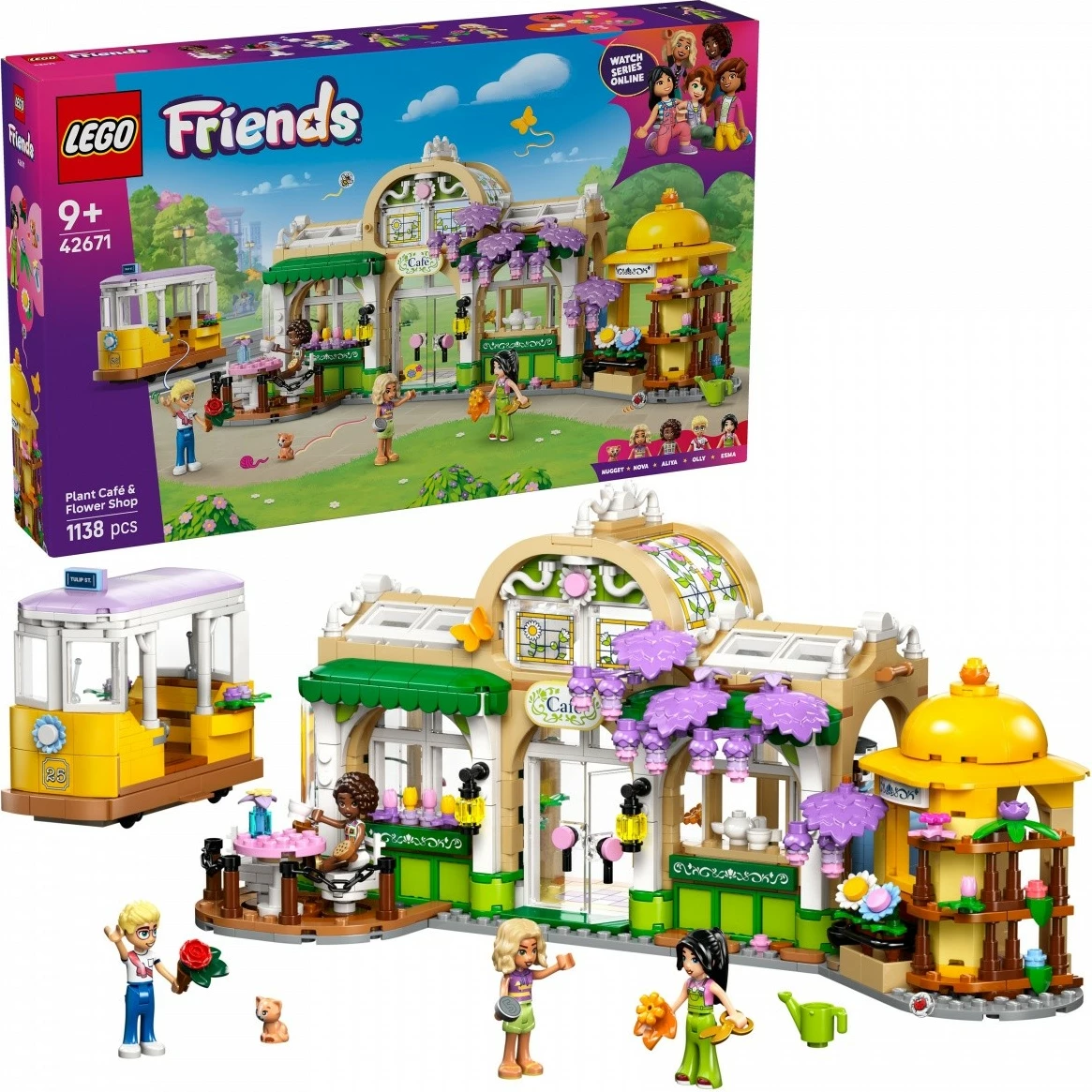 Set ndërtimi LEGO Friends 42671 Green Café and Flower Shop, 1138 pjesë