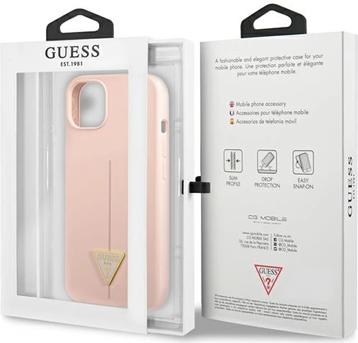 Mbështjellës Guess Silicone Triangle për iPhone 13 mini, Rozë