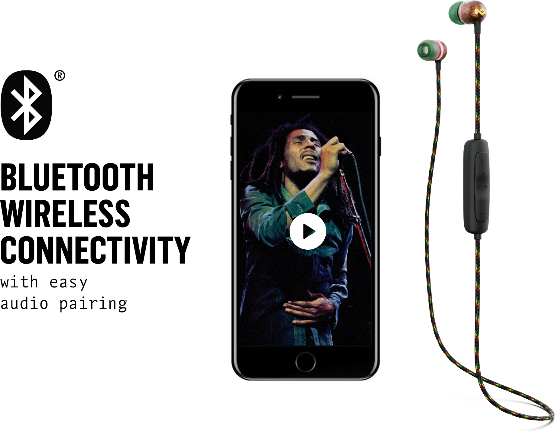 Kufje House of Marley Smile Jamaica Wireless 2, Bluetooth 5.0, 9h bateri, IPX4, me mikrofon, Rastac