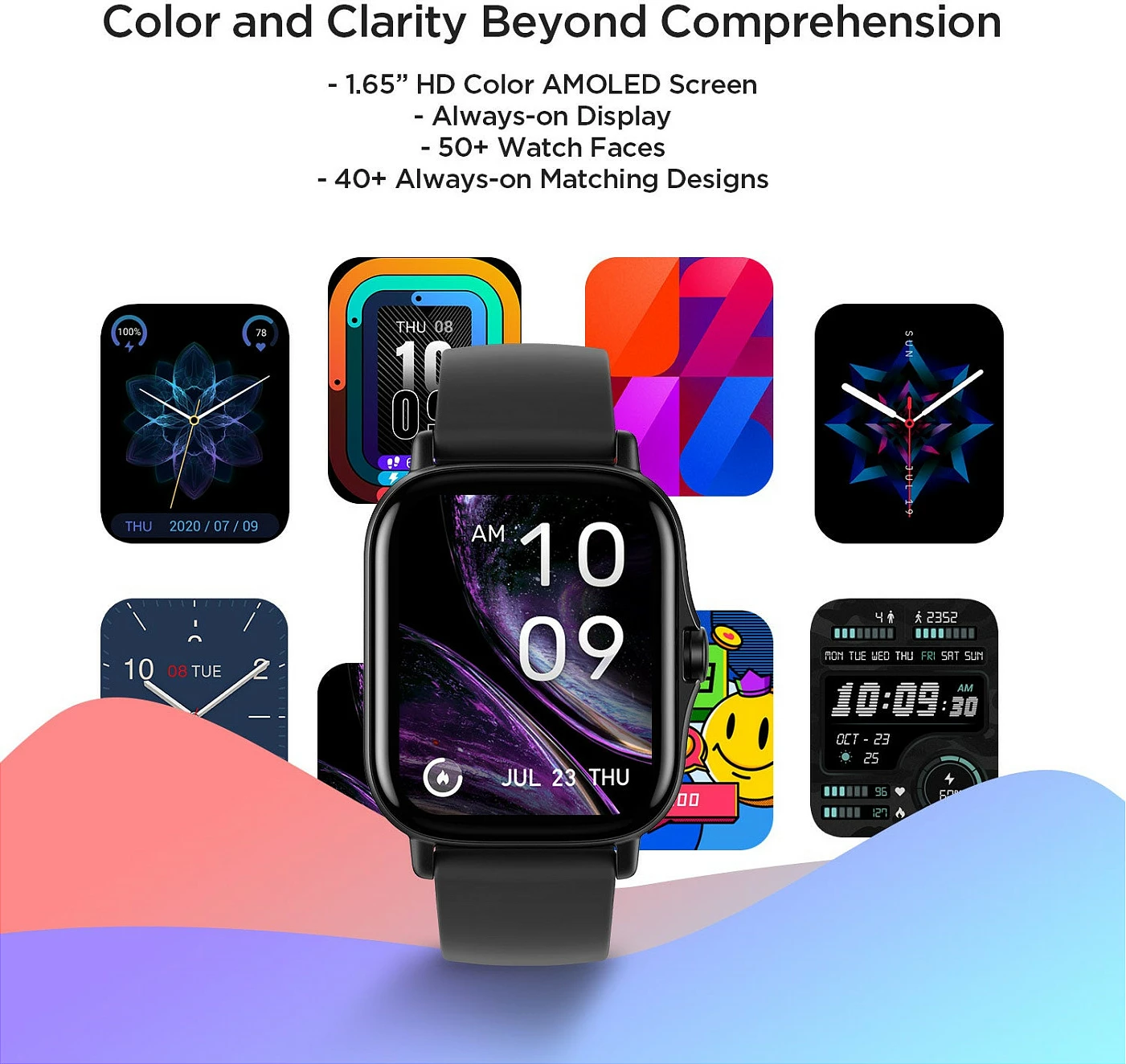 Smartwatch Amazfit GTS 2, AMOLED 1.65", GPS, 3GB muzikë, rrip silikoni, i zi