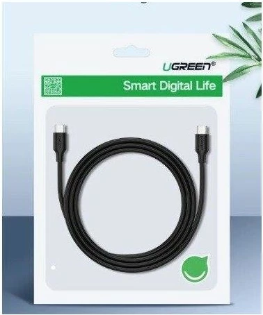 Kabl USB-C UGREEN 50997, USB 2.0, 1m, PD 60W, 3A, USB-C në USB-C, e zezë, polybag