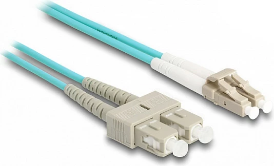 Kabllo fiber optike DeLOCK LC Duplex në SC Duplex, Multimode OM3, 1 m, aqua
