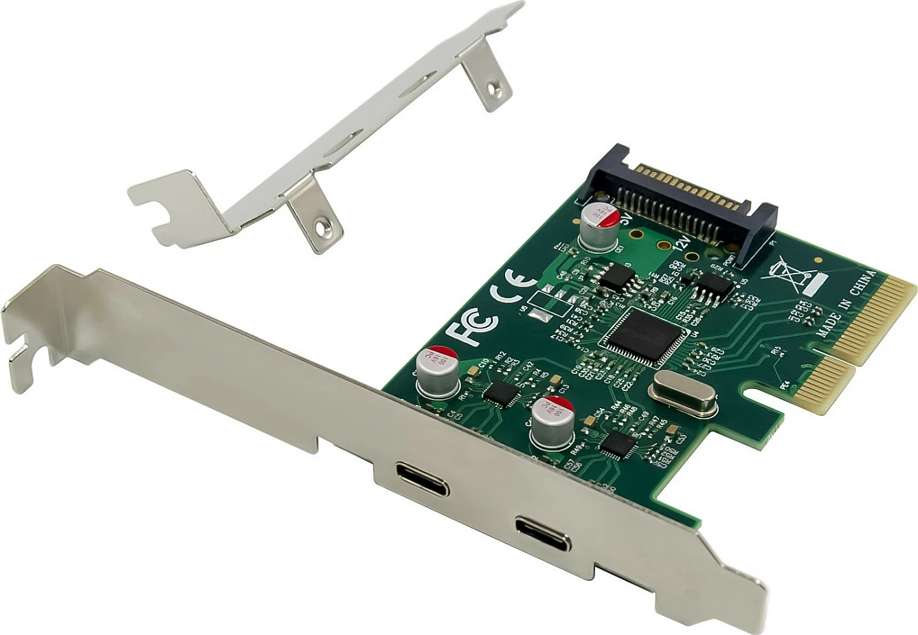 Kartelë zgjerimi PCIe Conceptronic 4xPCIe2.0, 2x USB-C 3.2 Gen2 10Gbps, e gjelbër
