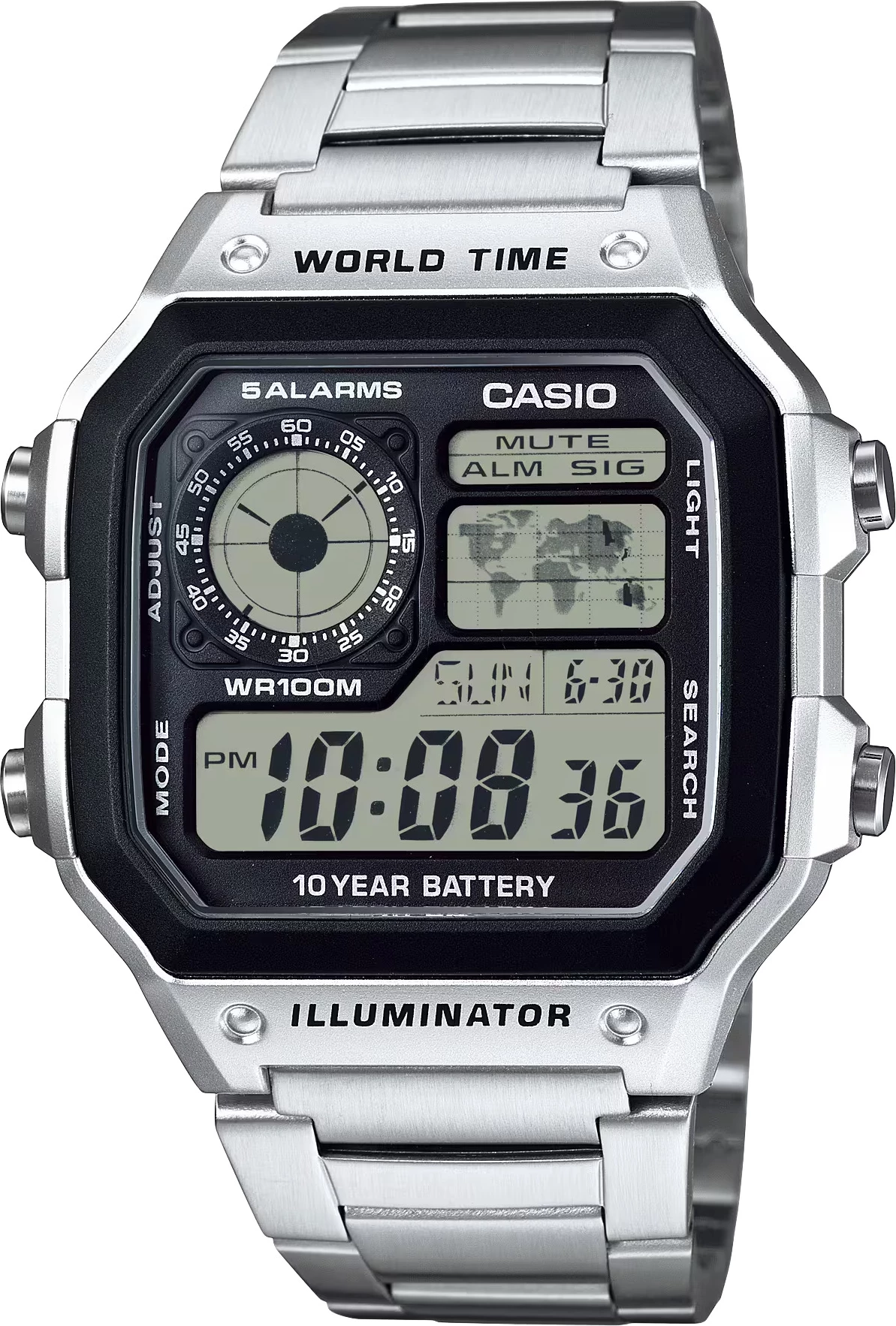 Orë dore Casio AE-1200WHD-1A, e argjendtë