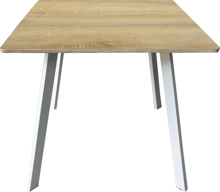 Tavolinë katrore Squaro, sipërfaqe sonoma, këmbë të bardha, 80x80x75cm