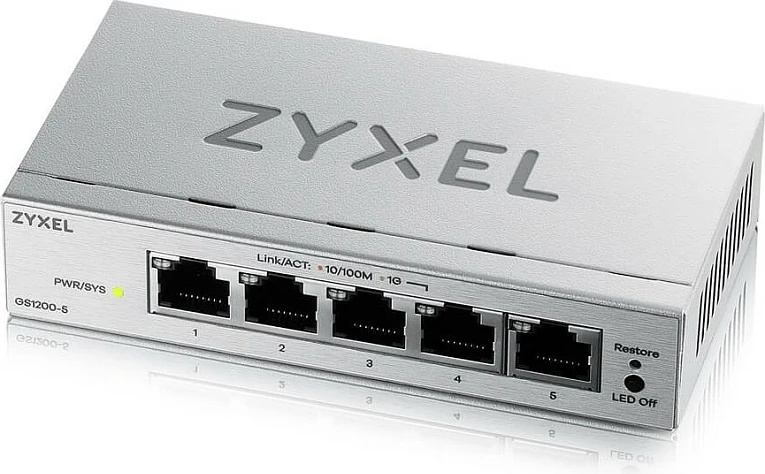 Switch Zyxel GS1200-5V3, 5 Porta Gigabit, Managed L2, Desktop, gri