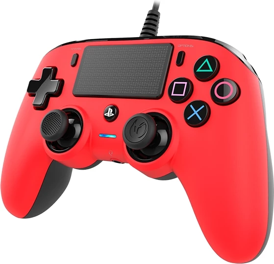 Kontroller lojërash me kabllo Nacon për PS4, 3 m, me dridhje dhe jack 3.5 mm, e kuqe