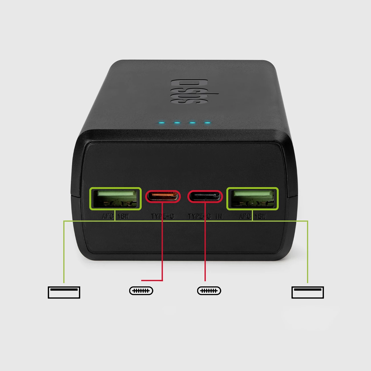 Powerbank SBS TTBB30000PD20K, 30000 mAh, 2x USB-C, 2x USB-A, e zezë