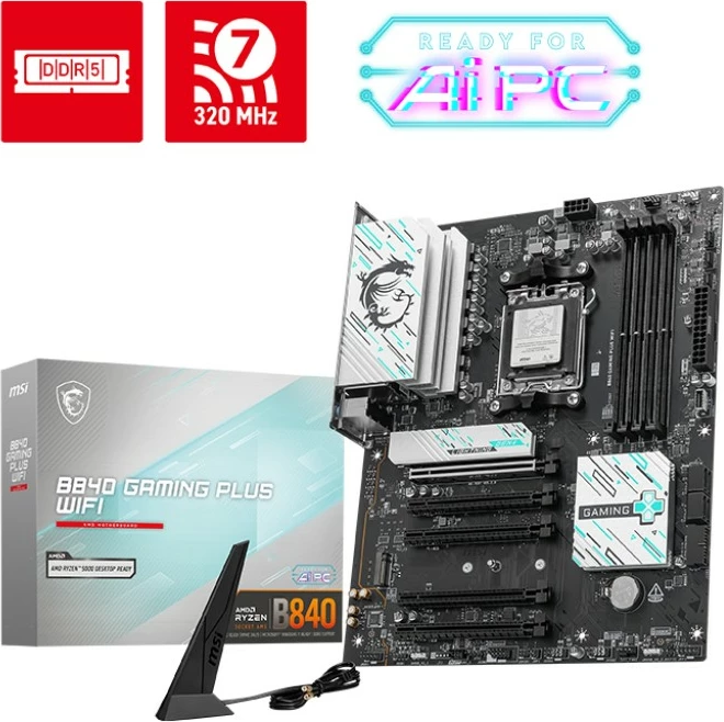Pllakë amë MSI B840 GAMING PLUS WIFI, Socket AM5, DDR5, ATX, Wi-Fi 7