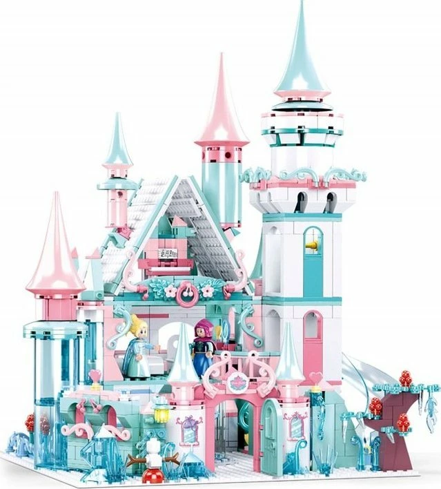Set blloqesh ndërtimi Sluban Frozen 1324 copë, 9 figura, 6+ vjeç, rozë/blu