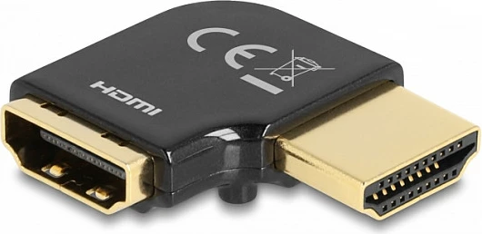 Adapter HDMI DeLOCK 90° majtas, mashkull në femër, 8K 60Hz, metal, i zi