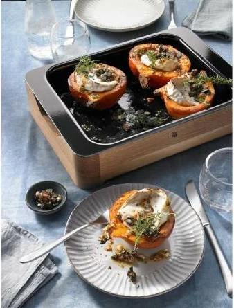 Tavë WMF Fusiontec, Kaserolë, Kërmike, Çelik, Dru, 360 mm, E zezë, Kafe