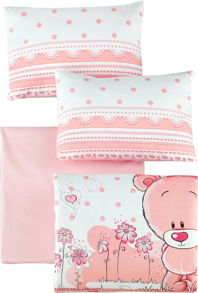 Set mbulesash për quilt për bebe, ngjyrë rozë dhe e bardhë, L'essentiel