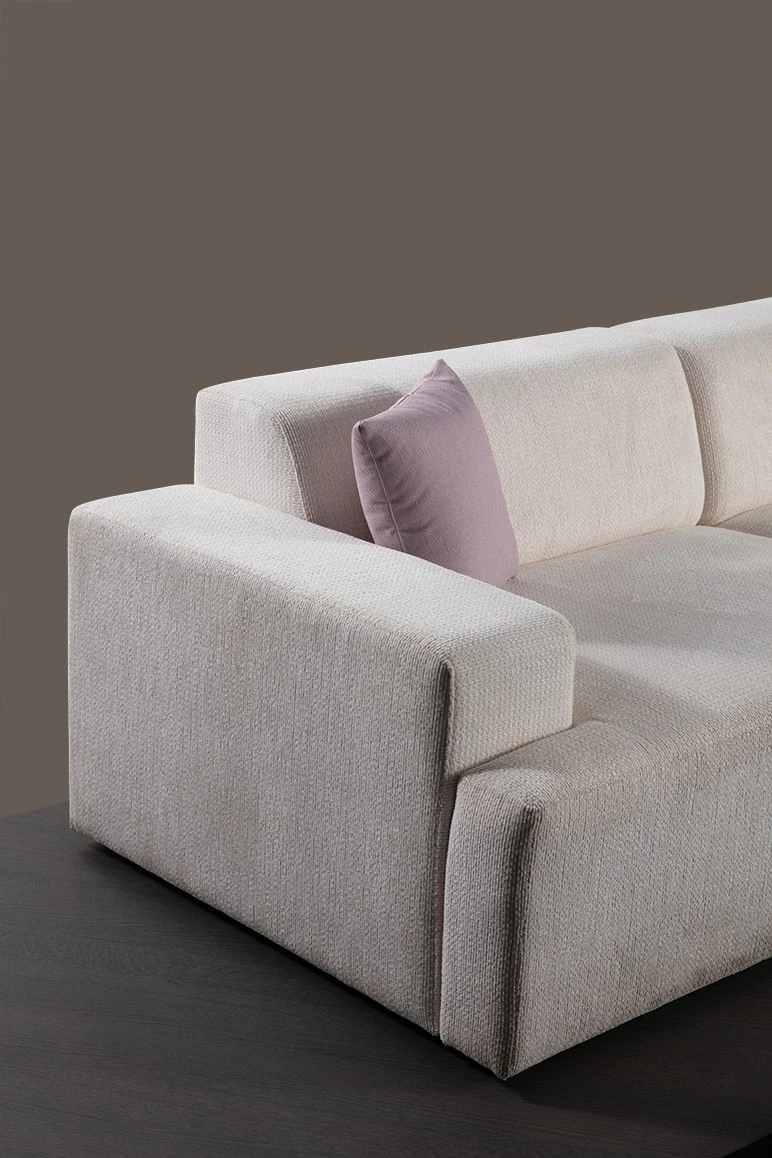 Kënd-sofë Melva, e bardhë, Atelier del Sofa (L1,5 + O1 + C + O2 + Chl Djathtas + Stol)
