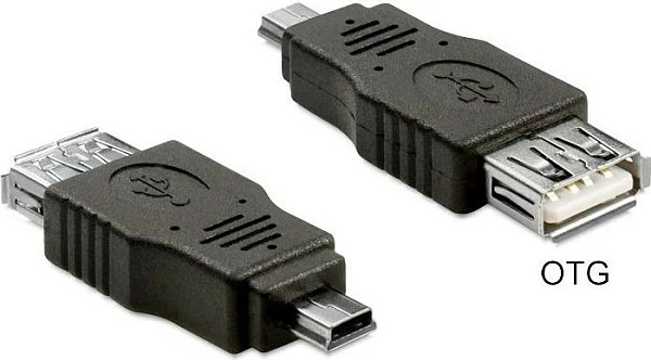 Adapter OTG DeLOCK 65399, mini USB A në USB-A (femër), i zi