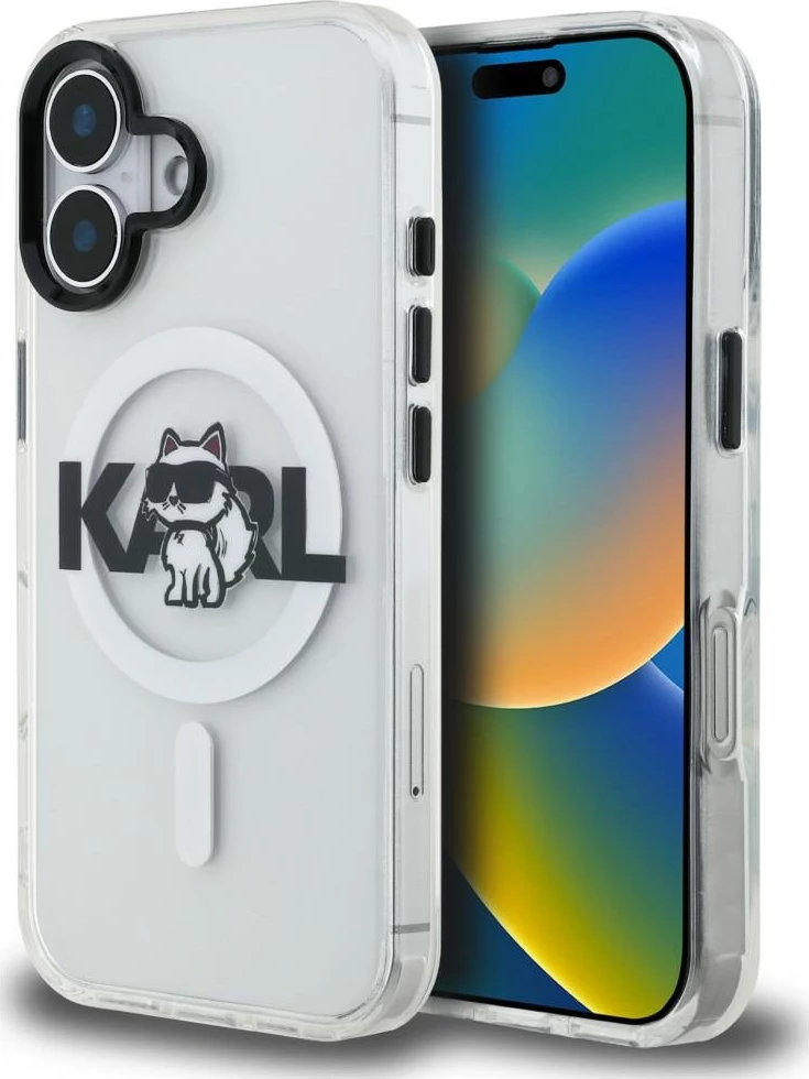 Mbështjellës Karl Lagerfeld IML Choupette Head Sketch Logo MagSafe për iPhone 16, transparent, në kuti