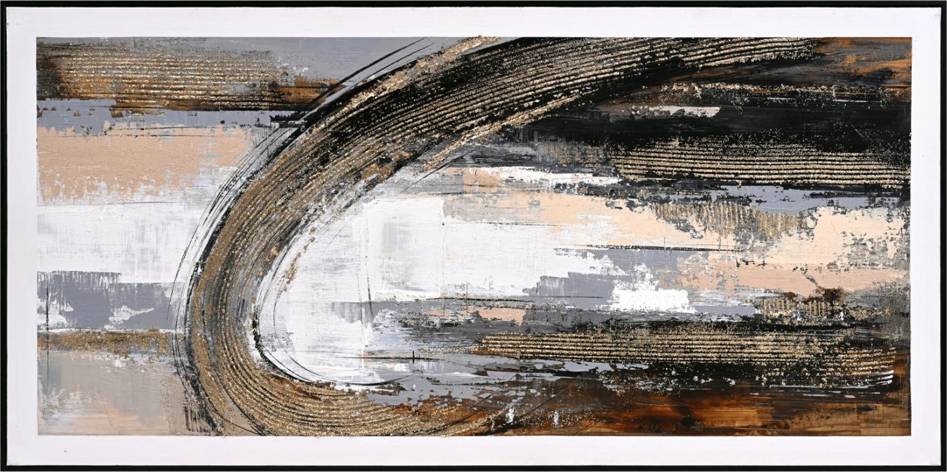 Pikturë muri FH4538 me kornizë PS të zezë, kanavacë me imazh abstrakt, 72x4.5x142H cm