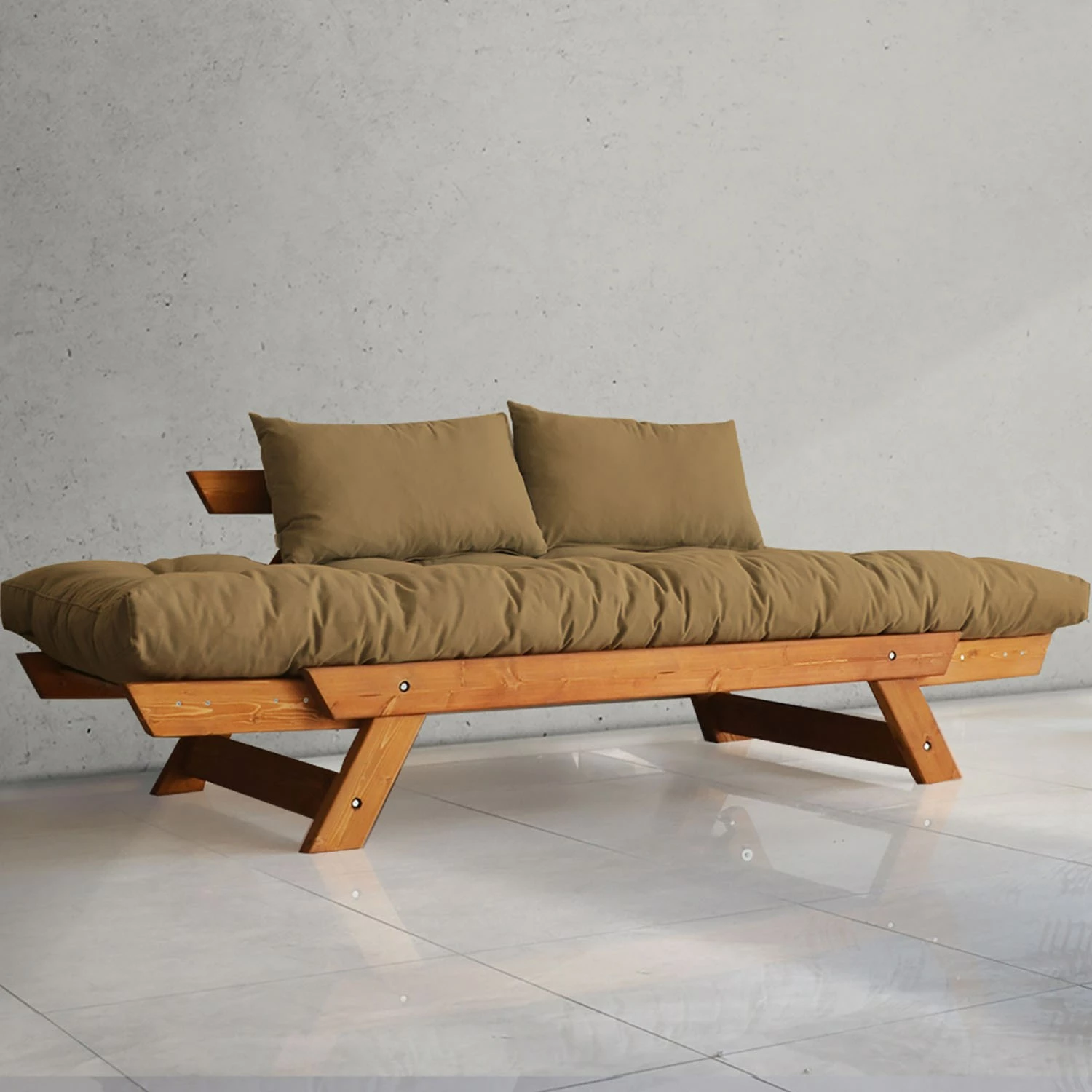 Divan kopshti dy vendësh, Skye Decor, ngjyrë teak dhe camel, CPT8125-210
