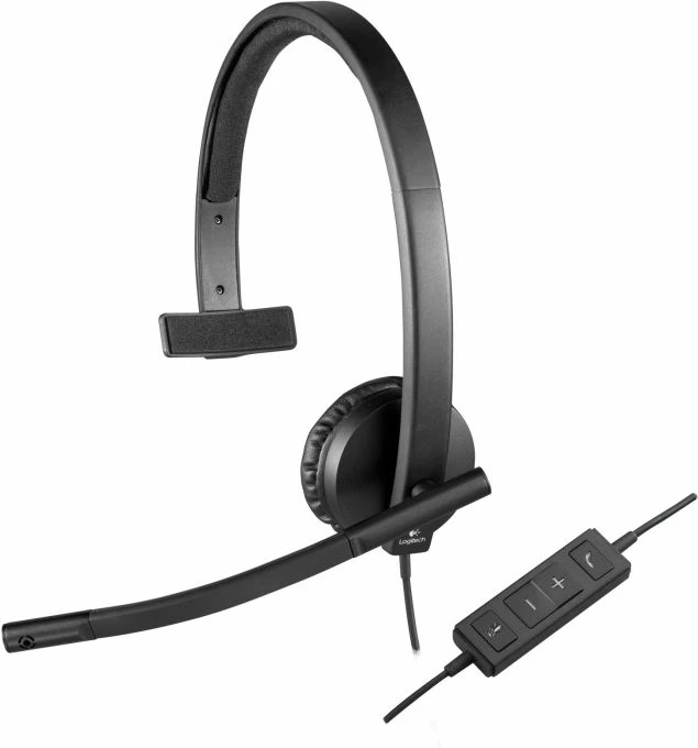 Kufje Logitech H570e (981-000571), mono, USB, me mikrofon, zi