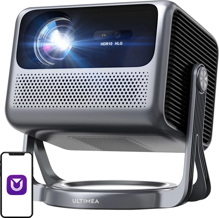 Projektor Ultimea Nova C40 Full HD 1080p, Android TV 11, Wi‑Fi, Bluetooth 5.3, HDR/HLG, gri, set