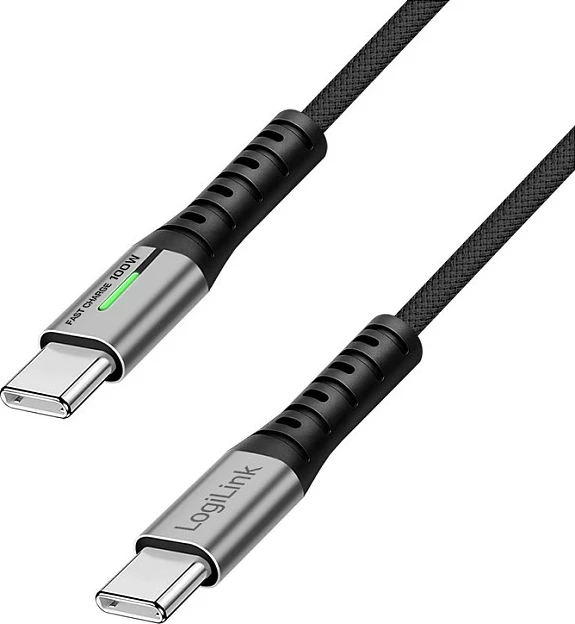 Kabllo USB-C LogiLink USB 3.2 Gen2x2, C në C, 20 Gbps, 100W, 4K, 1.5 m, e zezë