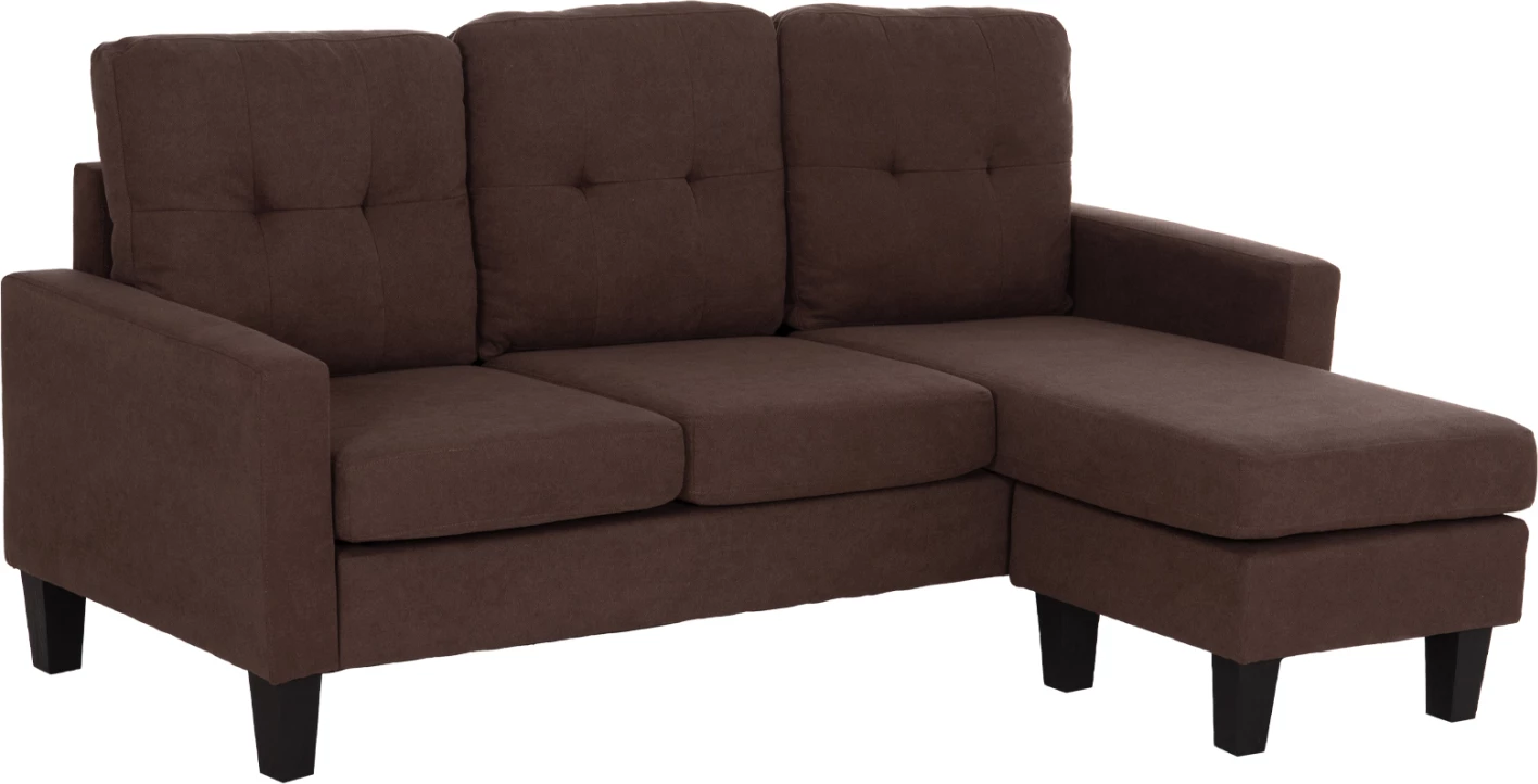 Sofë këndore reversibile Meggy FH3297.12, stof liri kafe, 184.5x129x86 cm