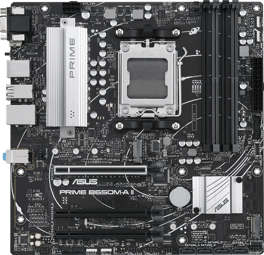 Pllakë amë ASUS PRIME B650M-A II-CSM, AM5, mATX, AMD B650, DDR5 4xDIMM, 2xM.2, 4xSATA, PCIe 5.0, 2.5GbE