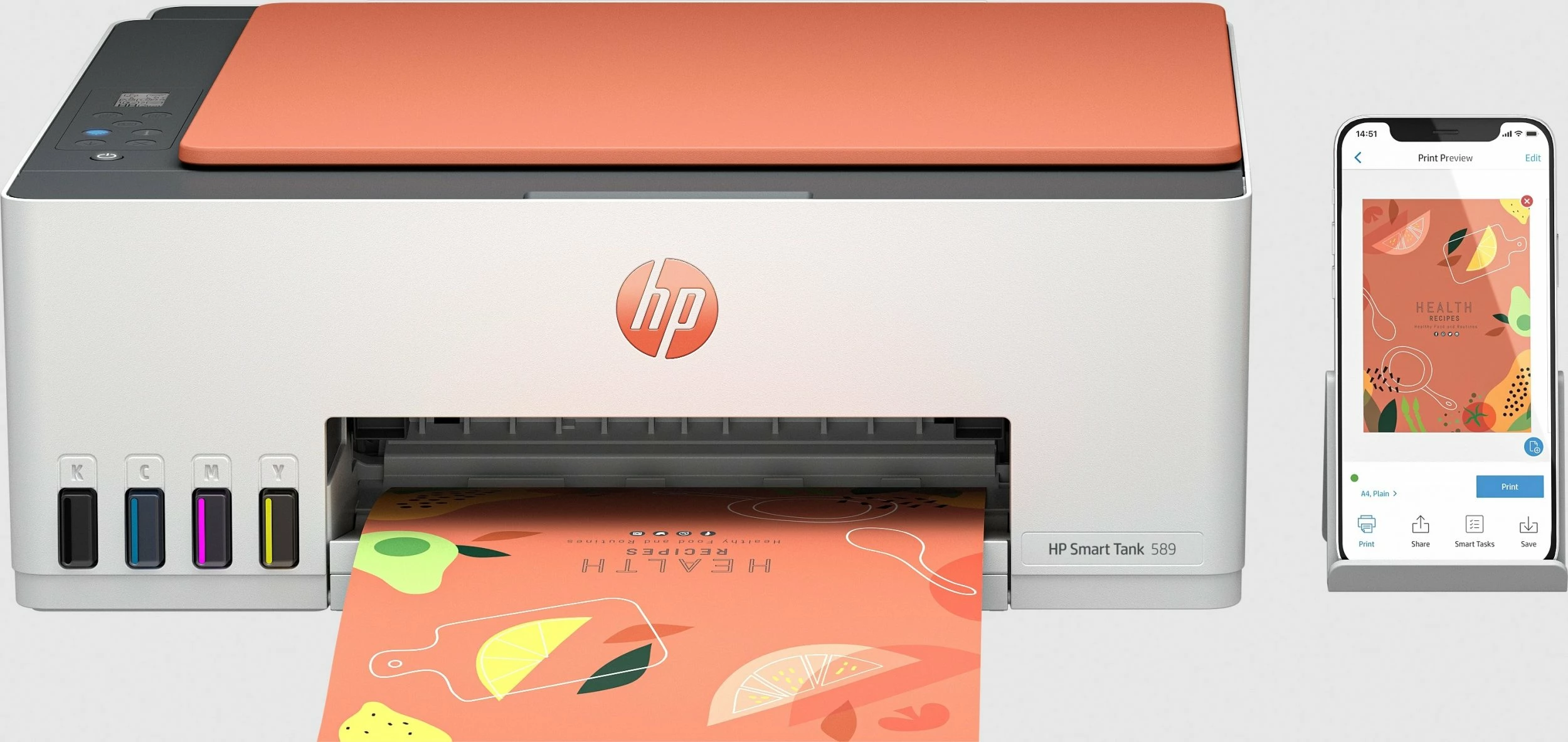 Printer multifunksional HP Smart Tank 589 (4A8D9A), CISS, A4, Wi‑Fi/USB, deri 6000 faqe, i bardhë