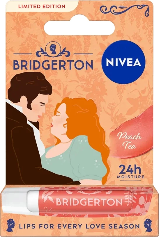 Balsam për buzë Nivea Bridgerton Edition Penelope&Colin për femra Peach Tea 4.8g