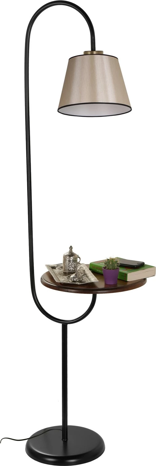 Llambë dyshemeje Opviq, Zümrüt, ngjyrë bezhë e errët, me rafte druri, 160cm