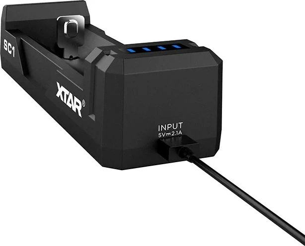 Karikues baterish XTAR SC1, për Li-Ion, i zi