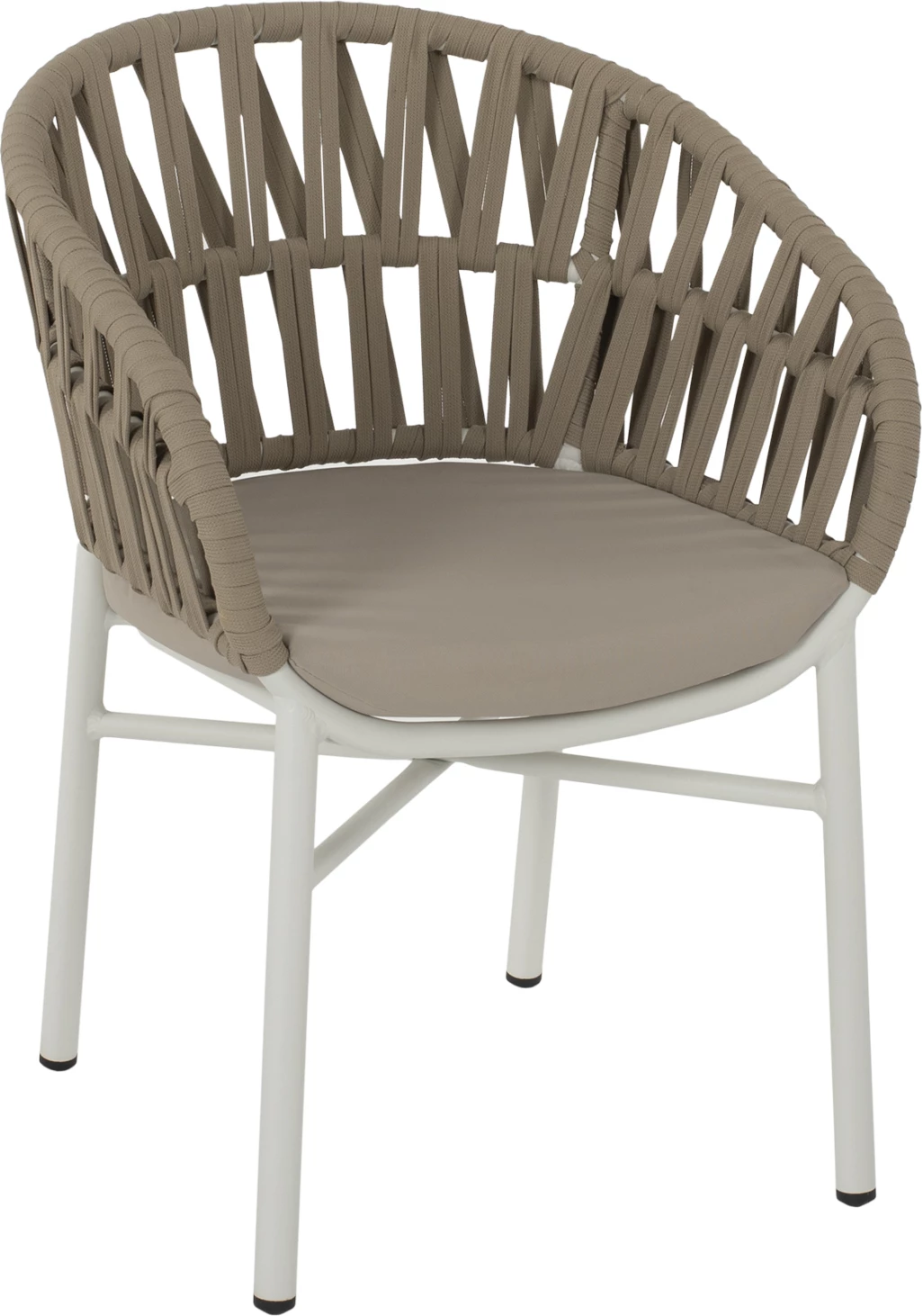 Karrige alumini e bardhë me litar bezhë 57x56x78 cm.FH5857.02