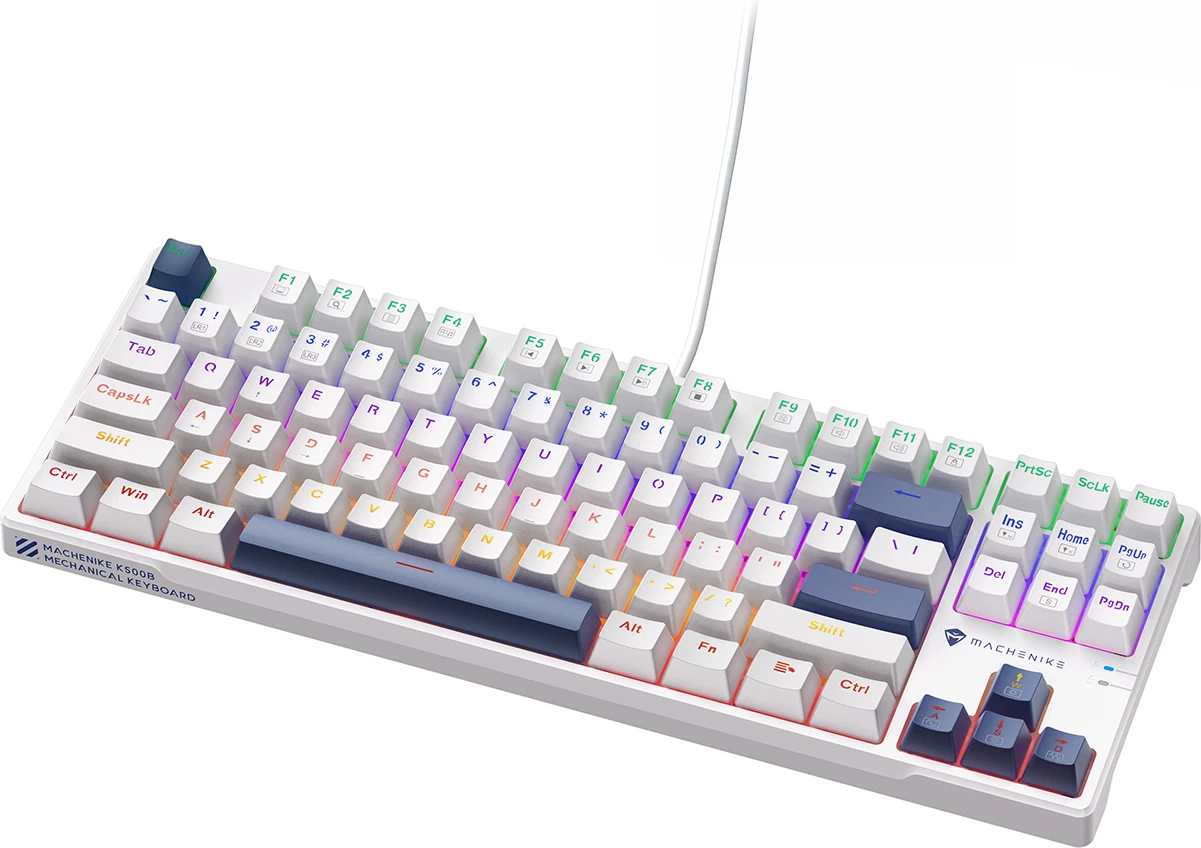 Tastierë mekanike gaming me kabllo Machenike K500B-B87 TKL 87 taste, Hot-Swap 3-pin Red Switch, LED backlight, e bardhë, set në kuti