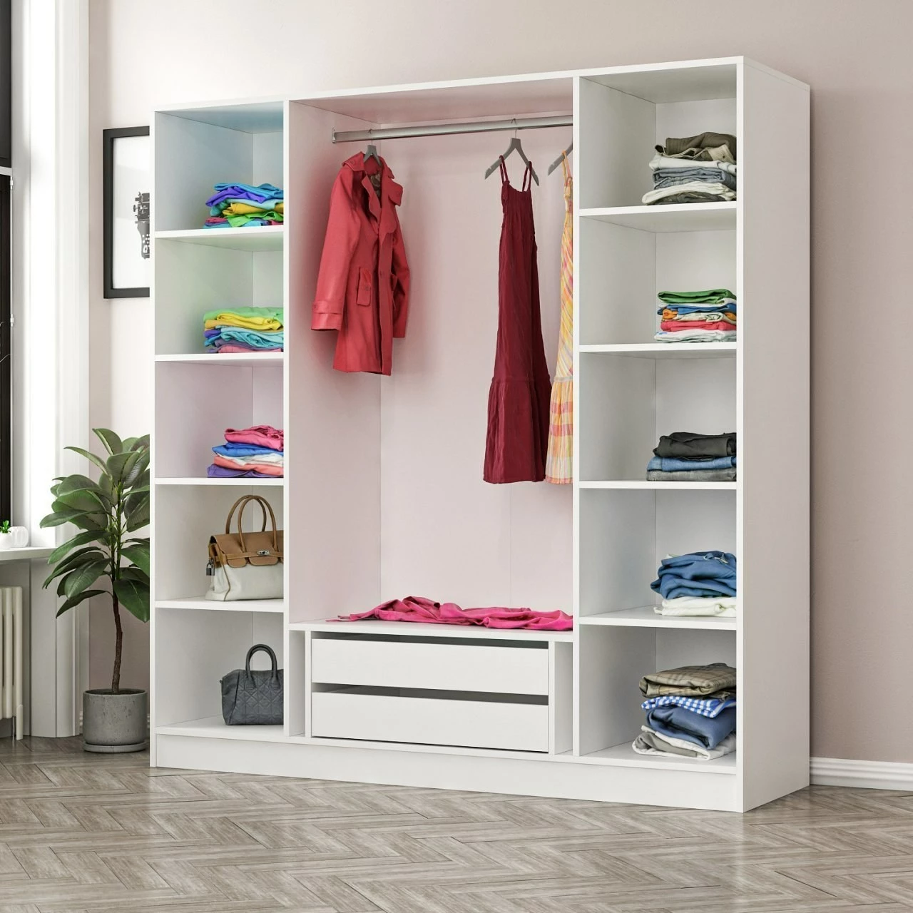 Dollap Skye Decor, i bardhë, 180x210x52cm, 3804