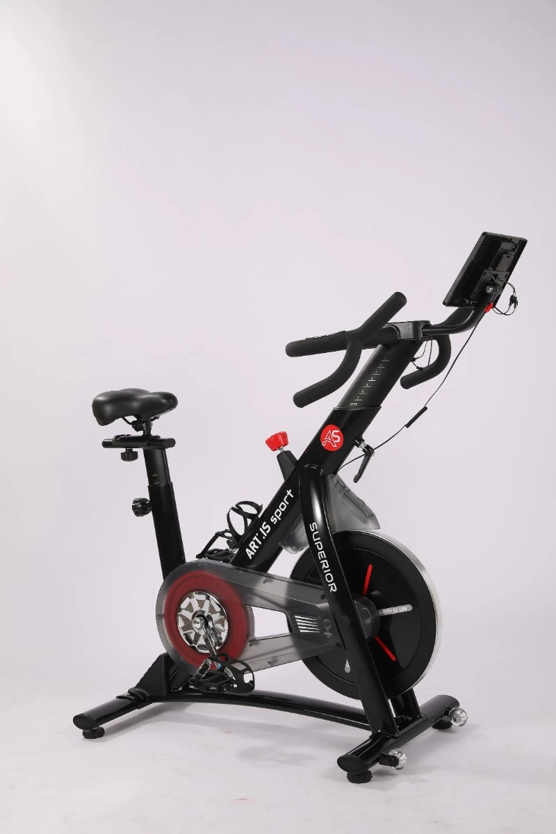 biçikletë statike indoor ART.IS sport Superior AS2 (AS8718), volant 8 kg, Bluetooth Kinomap/Zwift, deri 120 kg, e zezë/kuqe