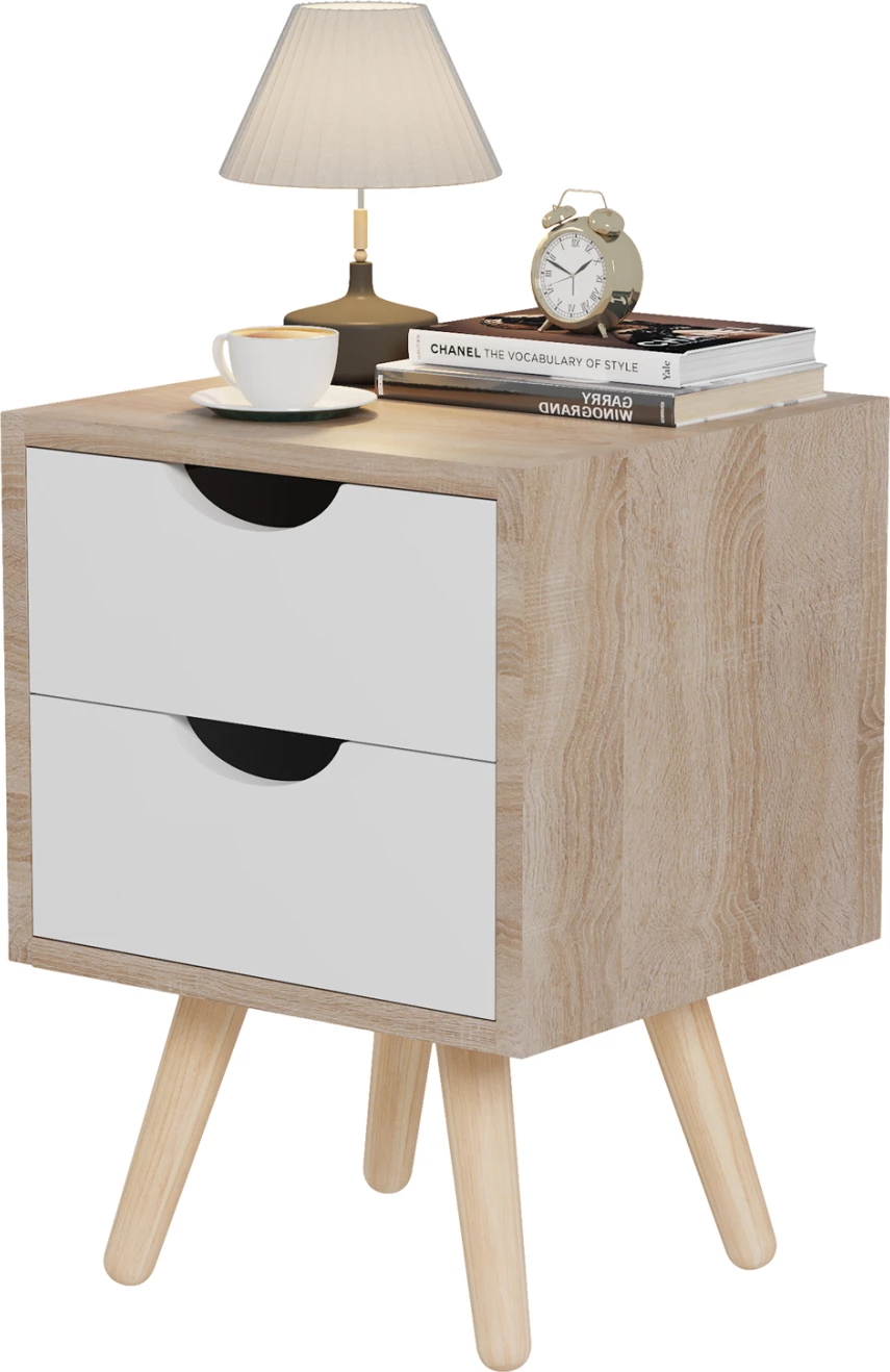 Komodinë nate DINKL FH2472.04 melaminë-2 sirtarë, ngjyrë sonama-bardhë, 29,7x29,7x45H cm