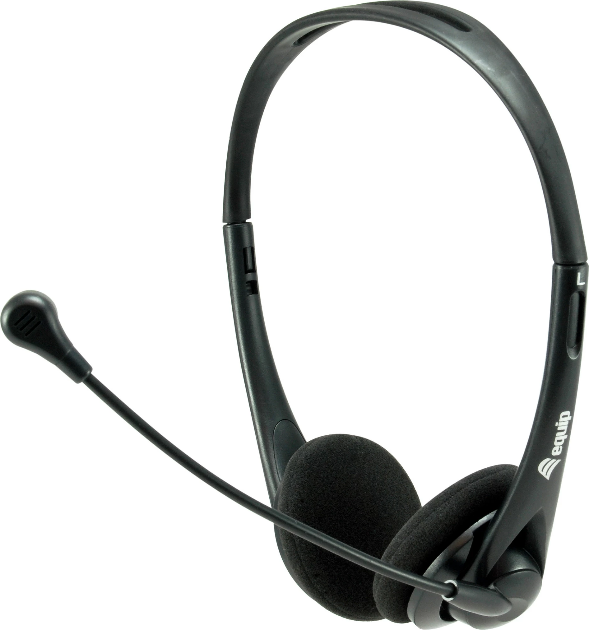 Kufje me mikrofon EQUIP 245304, me kabllo 1.8m, 3.5mm, Mute, të zeza