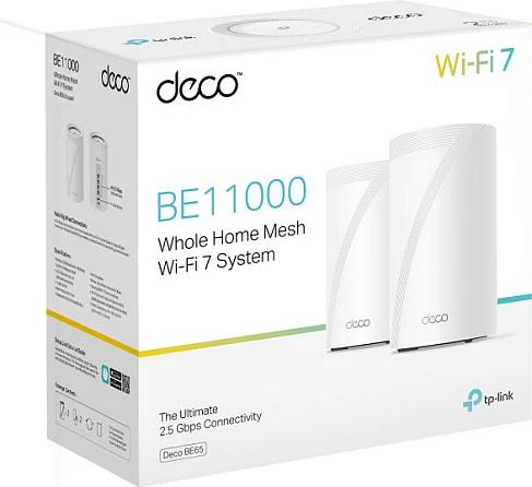 Sistem mesh TP-Link Deco BE65, Wi-Fi 7, 11000 Mbit/s, Bardhë