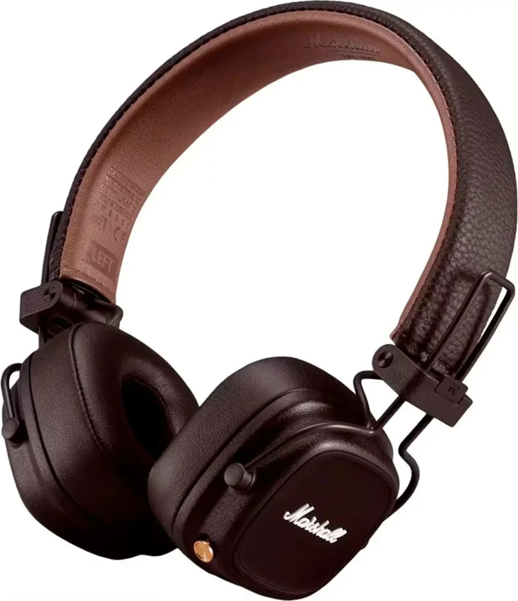 Kufje pa tela on-ear, Marshall Major V, 100+ orë bateri, Bluetooth 5.3, karikim wireless, ngjyrë kafe