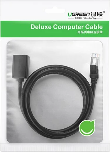 Kabllo rrjeti Ugreen NW112 11282, RJ45 (femër) - RJ45 (mashkull), Cat. 6, 3m, e zezë