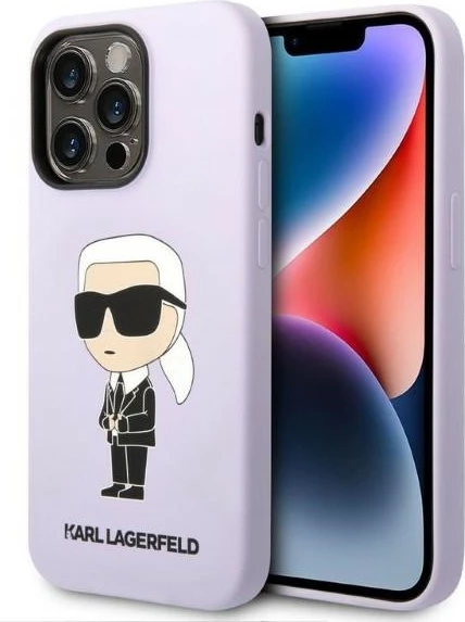 Mbështjellës Karl Lagerfeld KLHCP14XSNIKBCU Silicone Ikonik Karl për iPhone 14 Pro Max 6.7", hardcase silikon, vjollcë