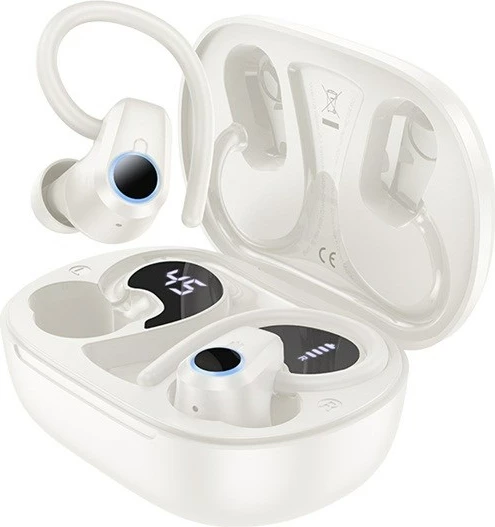 Kufje wireless HOCO EQ8 Pure Joy, in-ear, Bluetooth 5.3, me kuti karikimi, e bardhë