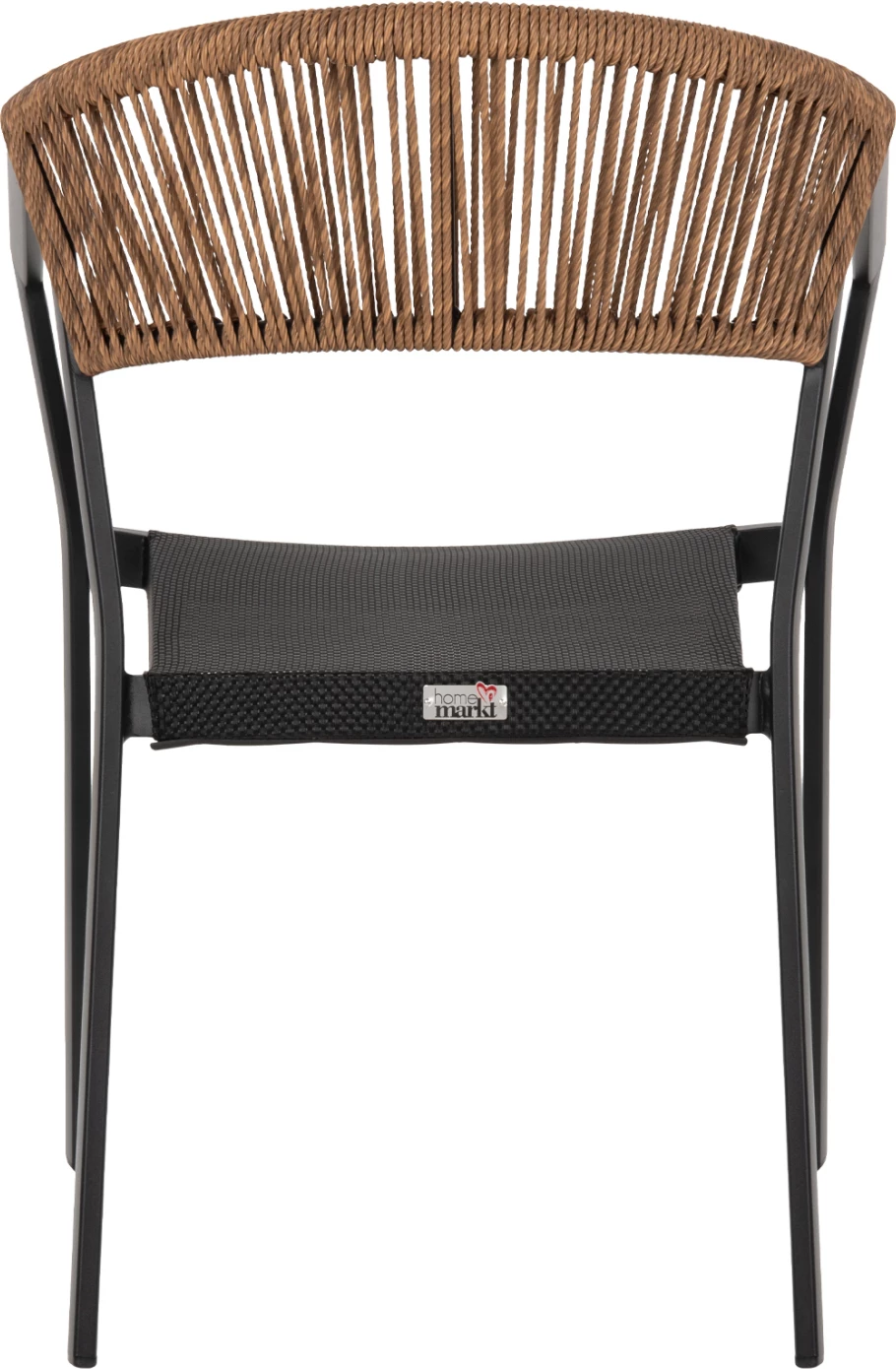 Karrige alumini FH5891.05, kornizë e zezë dhe tekstil, shpinë ratan bezhë, 57.5x59x81.5 cm