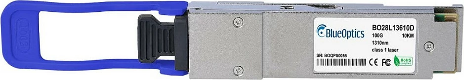 Modul transceiver fibra optike BlueOptics QSFP-100G-LR4-S, QSFP28 100GBASE-LR4, 1310nm, 10km, LC, argjendtë