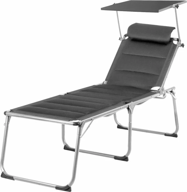 Shezlong BRUNNER Marbella High H2L, 196×62×48 cm, palosshëm kornizë alumini, me hijezues, i zi